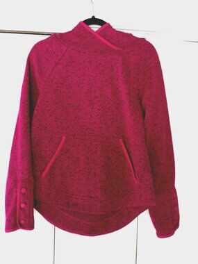 Champion XS Womens Fuchsia Knit Hoodie With Button Cuff & Kangaroo Pocket